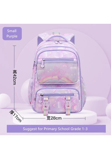 İlkokul Okul Öğrenci Çantası Mor Okul Sırt Çantası Kızlar İçin Açık Vizon