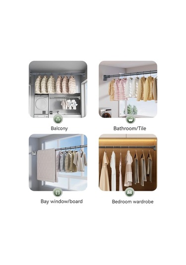 2.7 M'ye Kadar Ayarlanabilir Paslanmaz Çelik Duş Perdesi Çubuk Çok Renkli