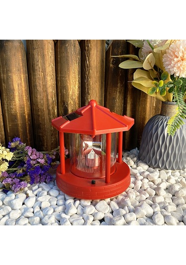 Mufunye Orta Boy Kırmızı Güneş Enerjili Döner Fener, Bahçe Ve Avlu Dekoru İçin Ip44 Koruma Ve 6-12 Saat Sürekli Aydınlatma