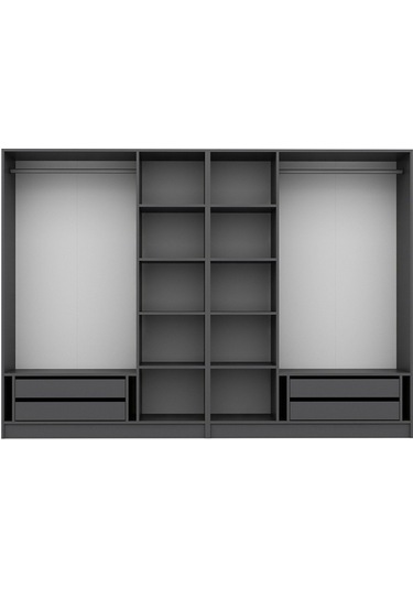 Kale Plus 6 Mebran Kapaklı 4ç Dolap Antrasit Mebran Füme Cam 190cm Antrasit