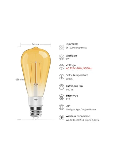 Yeelight ST64 LED E27 Akıllı Filament Ampul
