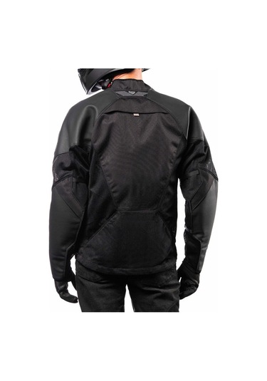 Icon Mesh Af Lthr Korumalı File Motosiklet Montu Siyah Siyah