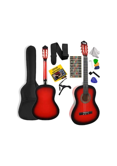 Midex Cg-270rd Kırmızı Renk Klasik Gitar 4/4 Yetişkin Boy Sap Ayarlı Full Set