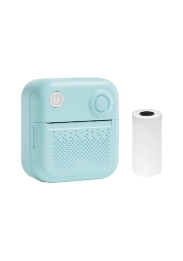 Yunboo D3 Termal Etiket Yazıcı 200dpı Bluetooth 1200mah Pil 57mm Kağıtlı Aı Fotoğraf-list-not Defteri Yazdırıcı Mavi 1 Rollü Dahil