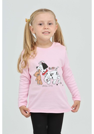 Toontoy Kız Çocuk Köpekli Ayı Baskılı Sweatshirt Pembe