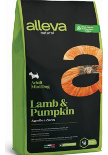 Alleva Kuzu Etli ve Balkabaklı Mini Irk Yetişkin Köpek Maması 12 KG