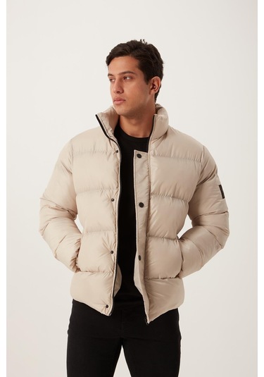 Erkek Regular Fit Şişme Mont Taş