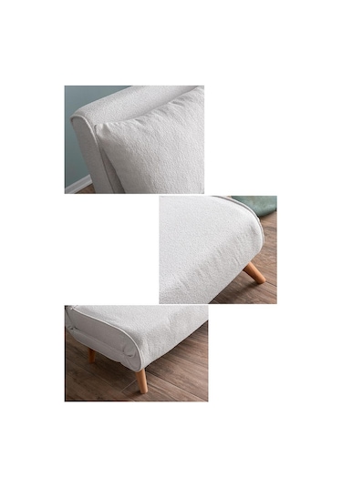 Folde 120 İkili Yataklı Katlanır Koltuk Teddy Beyaz Beyaz