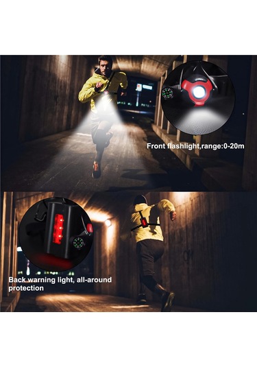 Hombey Kırmızı Sırtlı Göğüs Lambası, 500 Lümen, 3 Aydınlatma Modu, Ipx5 Su Geçirmez, Kompaslı Outdoor Spor Işığı Kırmızı