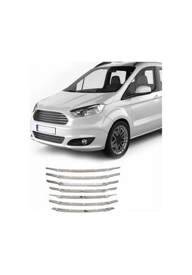 Ford Courier Uyumlu 2017-2023 Krom Ön Panjur 7 Parça Paslanmaz Çelik