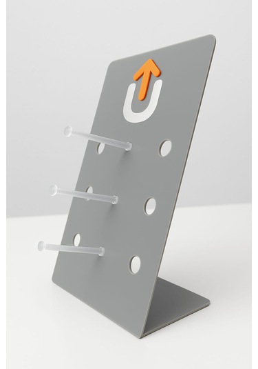 Upeka 3'lü Pleksi Modern Mağaza Ofis Ev Masaüstü Gözlük Standı Gri Renk 35cm Açık Gri