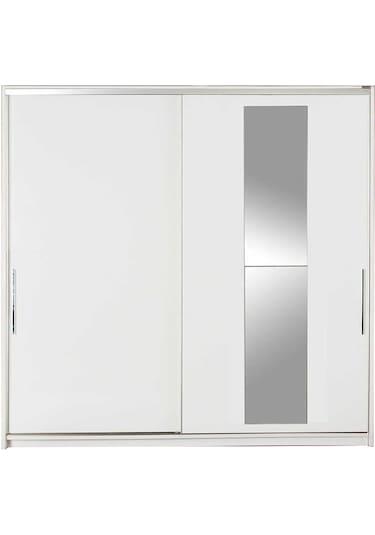Elit Plus Aynalı Sürgülü Gardırop - Beyaz