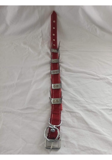 Büyük Irk Çift U Çivili Dikenli Korumalı Köpek Tasması Bordo