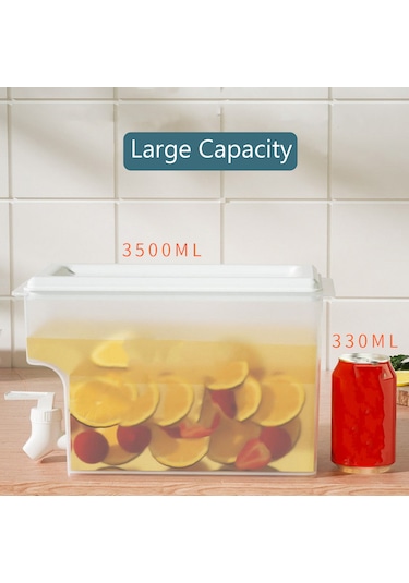 Hfambition Beyaz Musluklu Buzdolabı Su Sürahisi: Geniş Ağız, 3.5l Kapasite, Sızdırmaz Tasarım, Kolay Taşıma Ve Temizleme İmkanı Beyaz