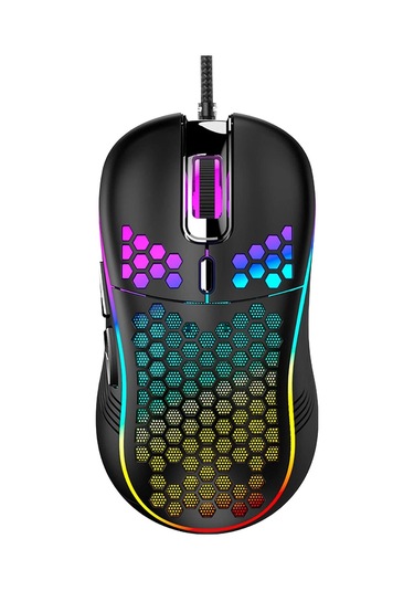 Kablolu Usb Oyun Faresi 4800 Dpı 6 Düğmeli Ayarlanabilir Petek Delikli Mekanik Fare Işıklı Siyah Diğer