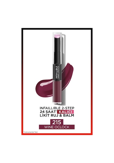 L'Oreal Paris Infaillible 2 Step 24 Saat Kalıcı Likit Ruj & Balm 215 Wine Oclock