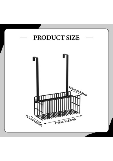 Homyl Kapı Üstü Duş Sepeti Modern Askılı Düzenleyici Yurt Siyah