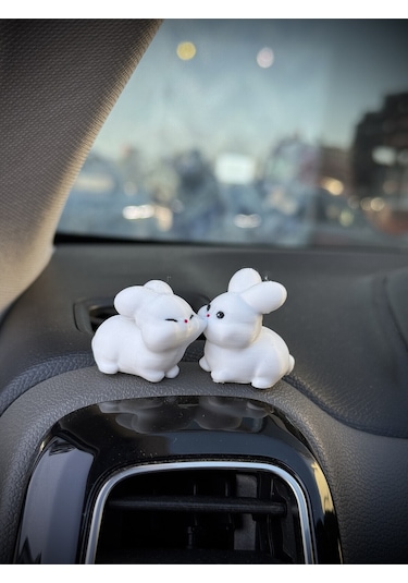 Tatlı Tavşan Çift Araba Dikiz Aynası Süsü Torpido Süsü - Minik Tavşan Çift Sevgiliye