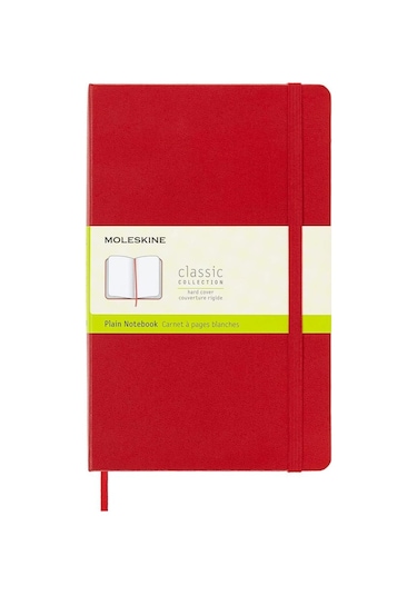 Moleskine Çizgisiz Kırmızı Defter L Boy Sert Kapak