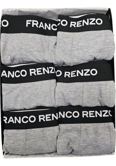 Franco Renzo Erkek 6'lı Lüx Kutulu Pamuklu Ve Likralı Boxer Gri