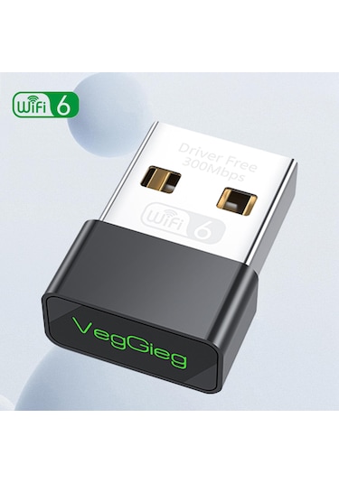 Veggieg 300 Mbps Wifi 6 Çift Bant Kablosuz Alıcı Verici Nano Usb Adaptör
