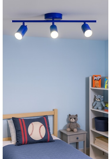 Spoti 3'lü Mavi Renk Beyaz Işık Modern Tasarım Salon - Mutfak - Banyo Spot Ledli Sıralı Avize Mavi