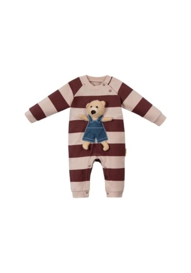 Ayıcıklı Çizgili Patiksiz Tulum Kiremit