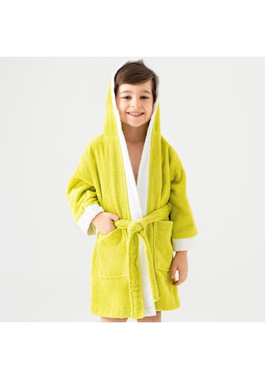 Soley Pueri %100 Pamuklu Unisex Çocuk Bornozu Yeşil