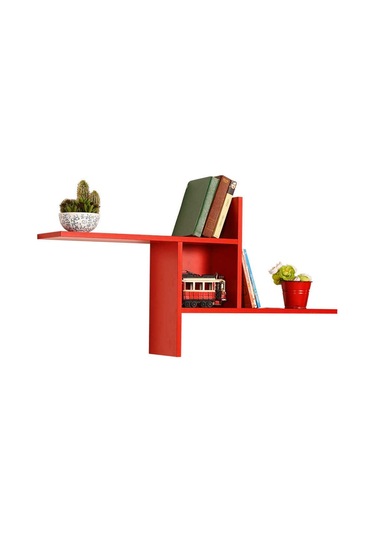 Adoremobilya Plus Dekoratif Duvar Rafı - Kırmızı
