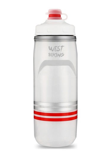West Bıkıng Yp0721046 Spor Yalıtımlı Su Şişesi Bisiklet Sıkma Pp5 Su Kabı 620Ml Bpa Içermez Fda Sertifikası Yok - Beyaz