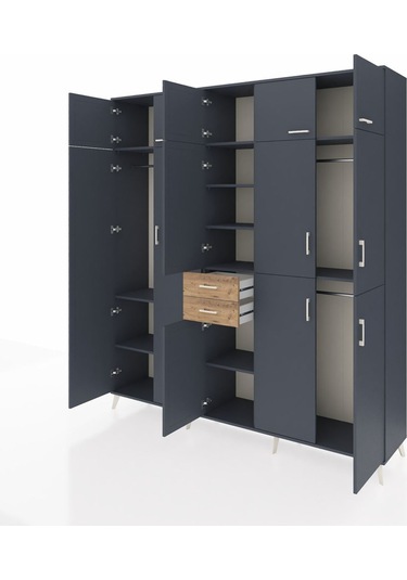 Hyperion Dolap 10 Raflı 2 Çekmeceli 3 Askılı 220x44x243 Antrasit-antrasit/çam Antrasıt/atlas Çam Hyperion Dolap 10 Raflı 2 Çekmeceli 3 Askılı 220x44x243 Antrasit-antrasit/çam Antrasıt/atlas Çam