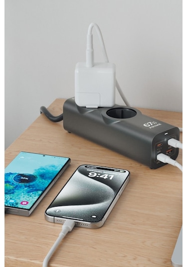 Priz + 45w Süper Hızlı - 67w Turbo Hızlı Priz Çoklayıcı Uzatma Kablosu 1.5 Metre 1,5 m