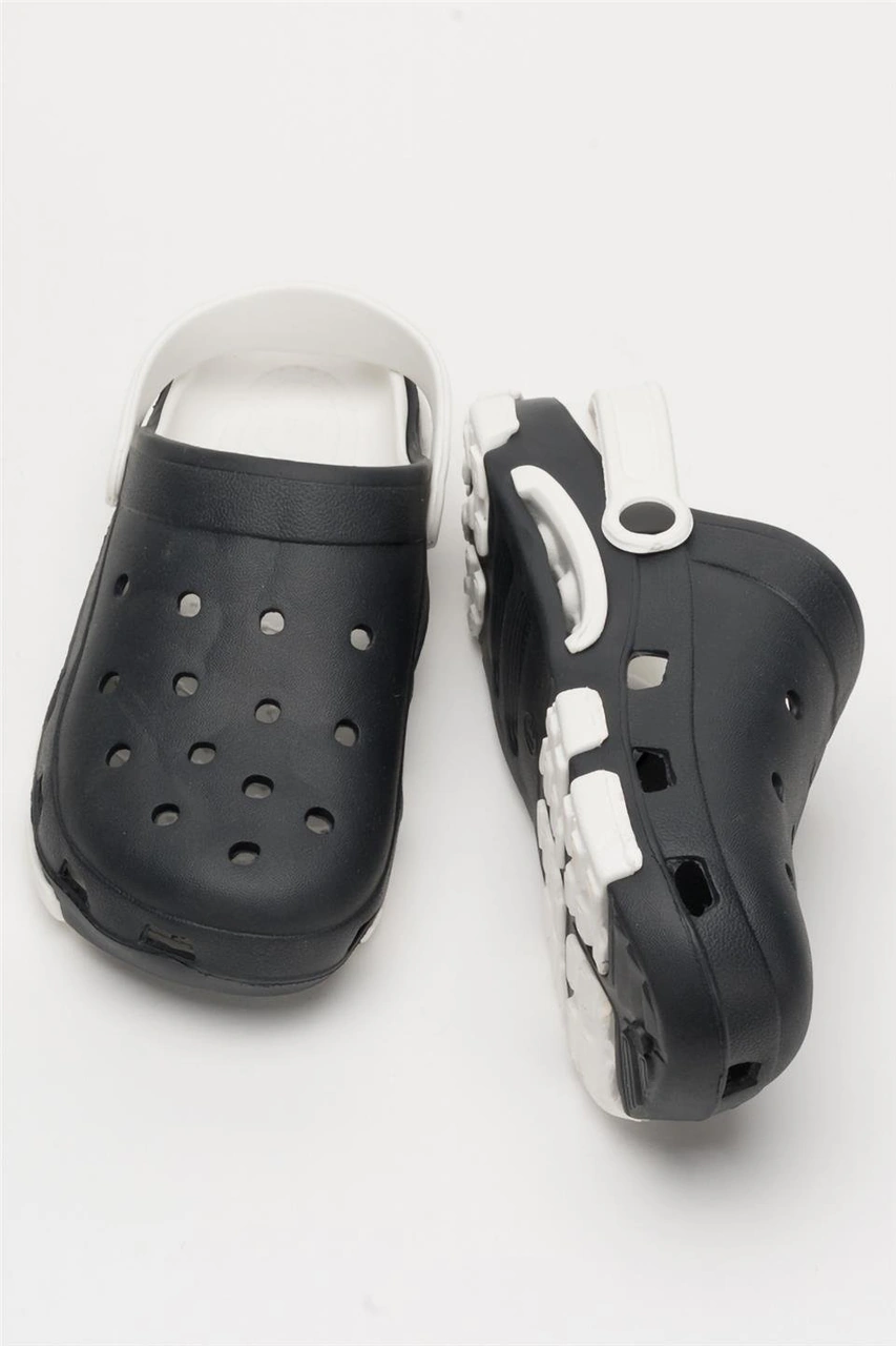 Unisex Çift Tabanlı Ortopedik Hemşire Doktor Aşçı Laboratuvar Deniz Havuz Terliği Sandalet Siyah - Beyaz Siyah - Beyaz