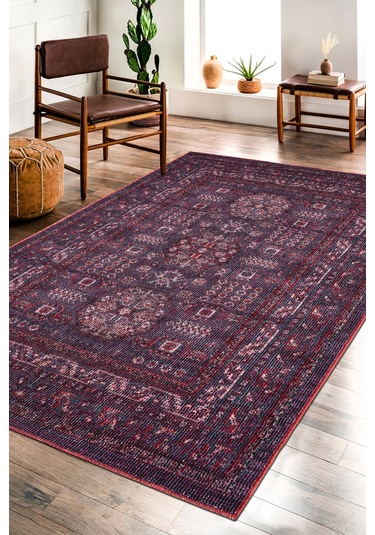Arkaik Halı Koleksiyonu Zamansız Dokulu Desen, Tozumaz, Kolay Temizlik, İnce Form Mor
