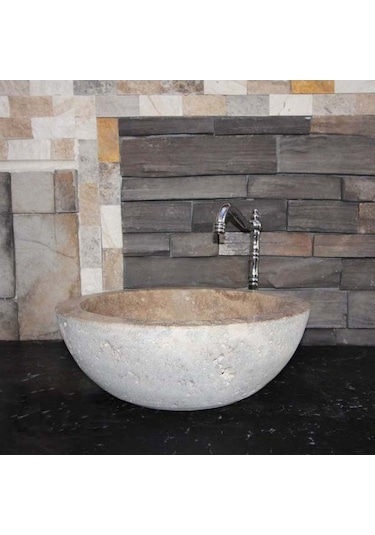 Noche Traverten Oval Dizayn Lavabo