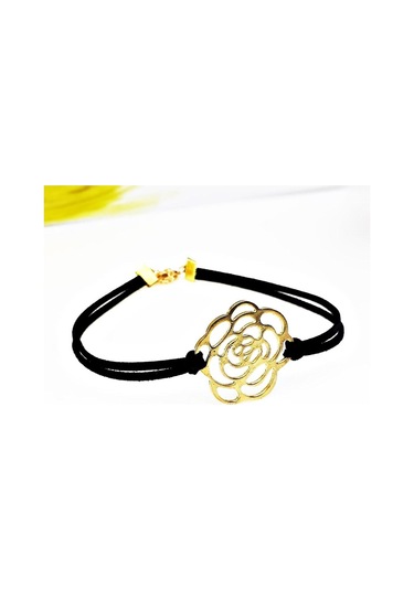 Siyah Süet Kadın Gül Choker Kolye Renkli