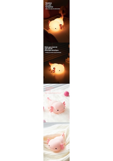 Altıgen Dinozor Pat Işık Gece Lambası Pembe