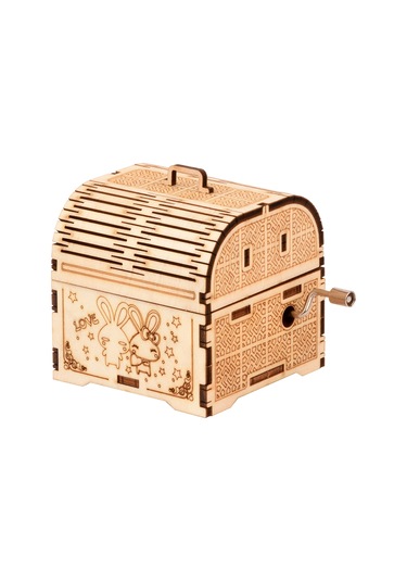 Dianziye Ahşap Dıy Müzik Kutusu 3d Puzzle - Elle Çevirerek Müzik Çalar, Zeka Geliştirir, Dekoratif - Tavşan Modeli Byh703