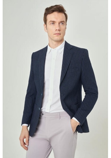 Bisse Pck 22242 Slim Fit Mono Yaka 2 Düğme Çift Yırtmaç Laci Pck22k22242 D39 Lacivert