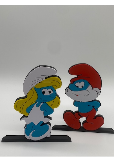 İkili Set, Şirine Ve Şirin Baba Masa Figürü, 3d Baskı, Mavi