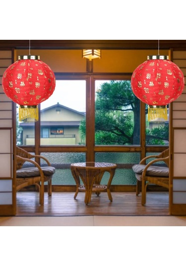 Tenfowee Kırmızı Yuvarlak Saten Fenerler, Yağmurlu Ve Güneşli Dayanıklı, 10 İnç 2 Adet , Antik Kasabalar, Restoranlar Dekorasyonu Kırmızı