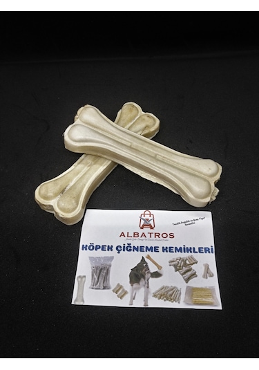 Albatros Beyaz Pres Köpek Çiğneme Kemiği 2'li 12 CM