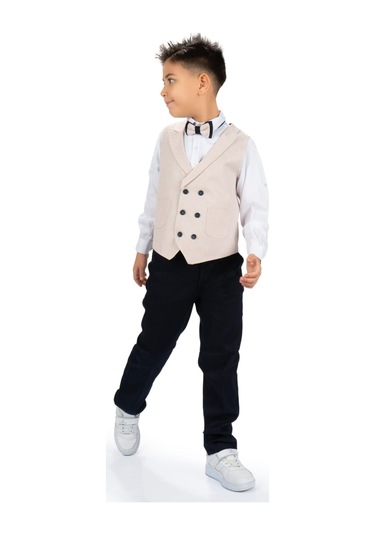 Spor Yelek Erkek Çocuk Takım Krem