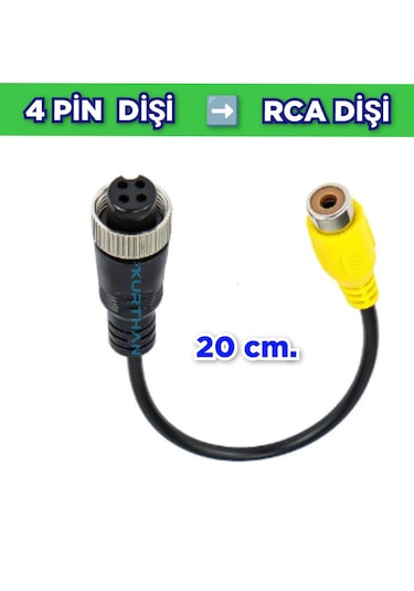 4 Pinli Dişi Konnektör Tekli Rca Dişi Soket Dönüştürücü 20 Cm.