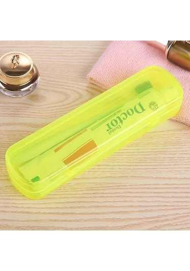 Fochsia Büyük Boy Şeker Renkli Yeşil Seyahat Diş Fırçası Ve Macun Taşıyıcısı - Dayanıklı Formaldehitsiz Saklama Kutusu