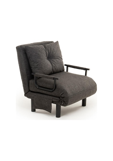 Pafu Sento Tekli Katlanır Yataklı Koltuk - Keten Koyu Gri Koyu Gri