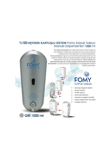 Fomy Köpük Sabun Gri Dispenser 1000 Ml-82