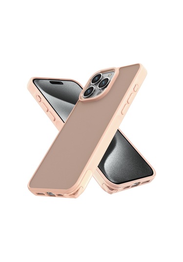 İphone Uyumlu 12 Pro Max Kılıf Elegant Seri Silikon Kapak Pudra