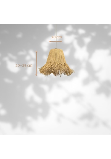 Rafya Hasır El Yapımı Bohem Tasarım Orta Boy Sarkıt Avize 1 Adet Diğer