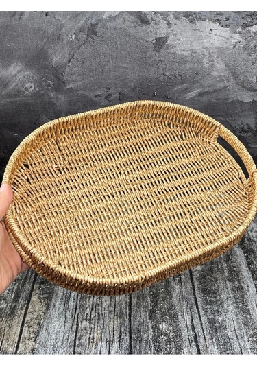 Orta Boy Oval Hasır Tepsi Servis Sunum Tepsisi Organizer Düzenley